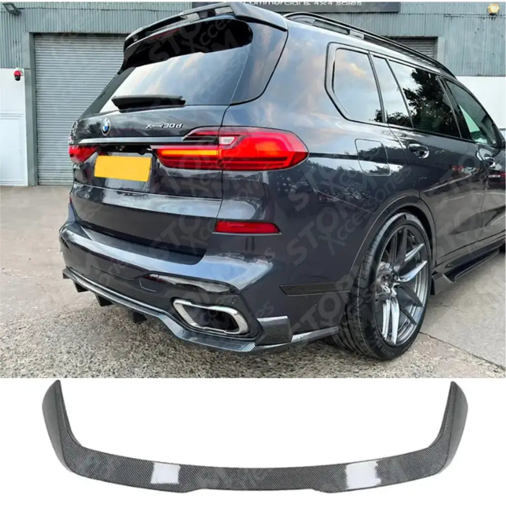 Black Knight Rear Roof Spoiler In Carbon Style For BMW X7 2018-2023