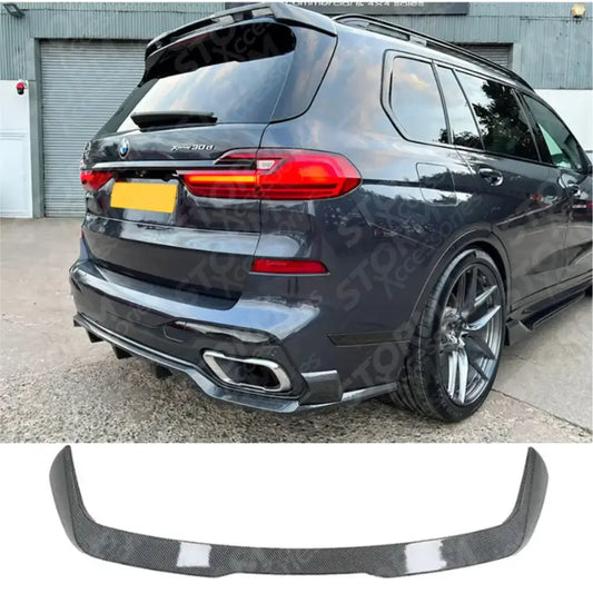 Black Knight Rear Roof Spoiler In Carbon Style For BMW X7 2018-2023