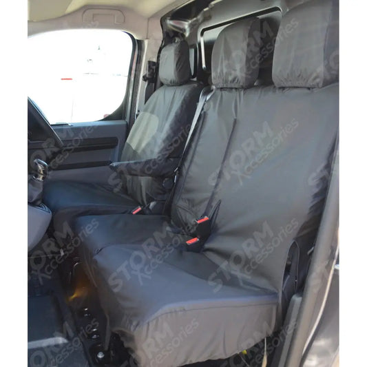 Black Seat Covers Front Set For Citroen Dispatch - Peugeot Expert - Toyota Proace - 2016 On