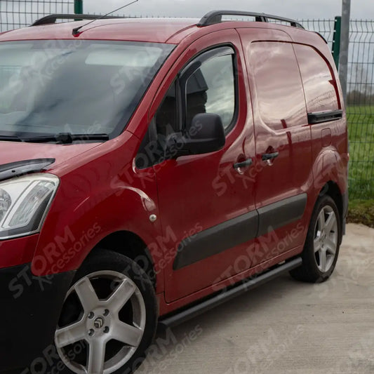 Black Side Bars Angular Short Wheel Base 60mm For Citroen Berlingo - Peugeot Partner - 2008-2018