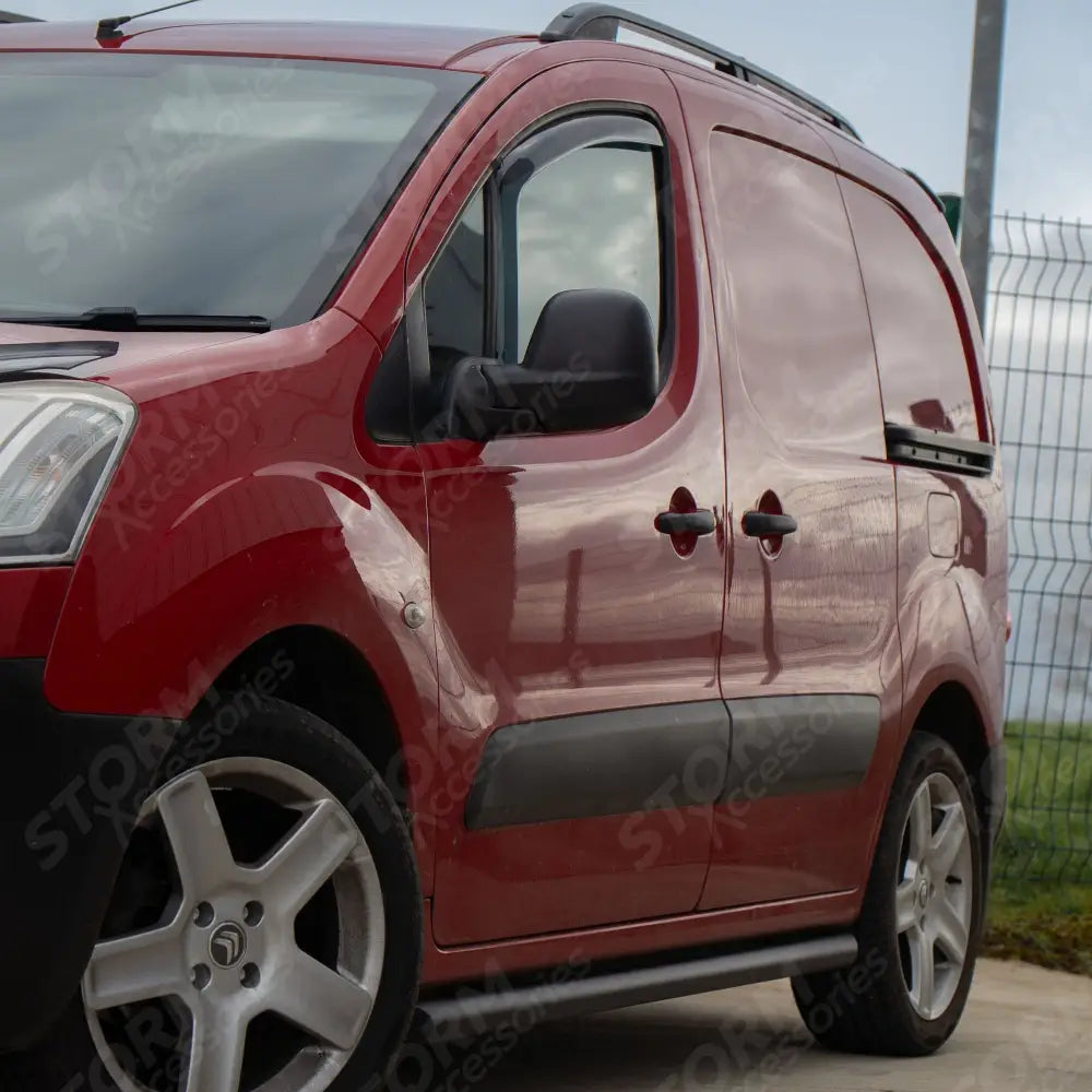 Black Side Bars Angular Short Wheel Base 60mm For Citroen Berlingo - Peugeot Partner - 2008-2018
