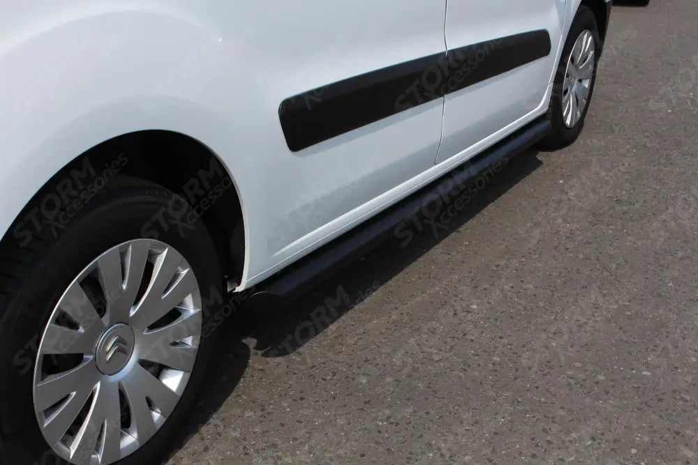 Black Side Bars Angular Short Wheel Base 60mm For Citroen Berlingo - Peugeot Partner - 2008-2018