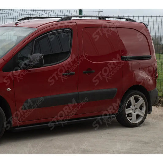 Black Side Bars Angular Short Wheel Base 60mm For Citroen Berlingo - Peugeot Partner - 2008-2018