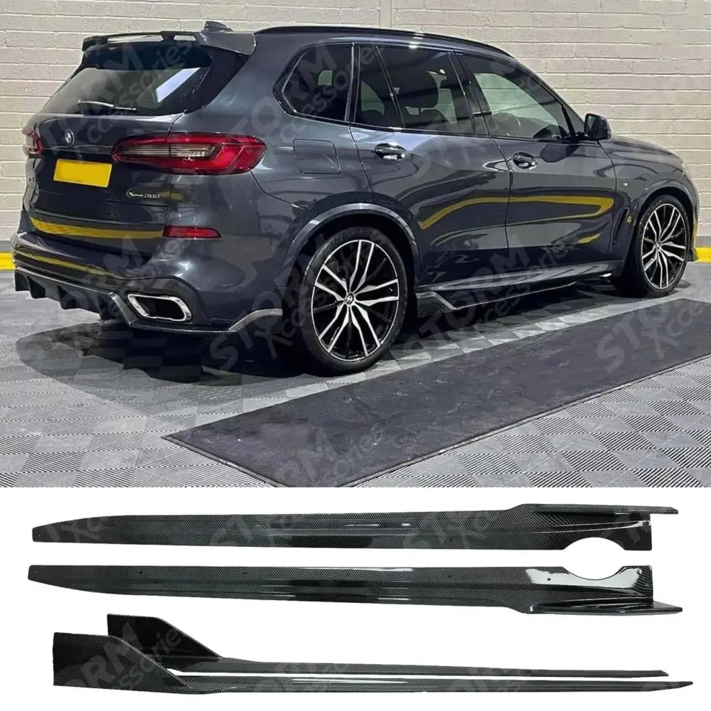 Bmw X5 G05 2018+ - Side Skirt Splitters In Carbon Look - Black Knight