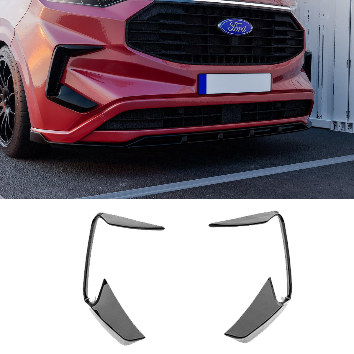 Ford Transit Custom MK2 2024 on Front Aero Canard Loops In Gloss Black ...