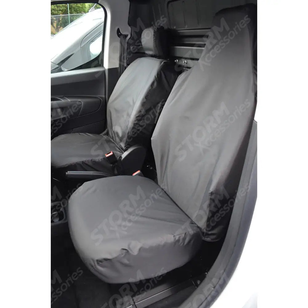 Citroen Berlingo 2018 On - Toyota Proace City 2020 On Front Two Seat Covers With Integral Passenger Head Rest - Black