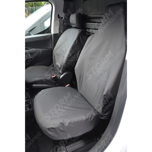 Citroen Berlingo 2018 On - Toyota Proace City 2020 On Front Two Seat Covers With Integral Passenger Head Rest - Black