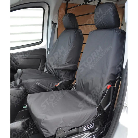 Citroen Nemo Van 2008 On Driver And Folding Passenger Seat Covers - Pair - Black