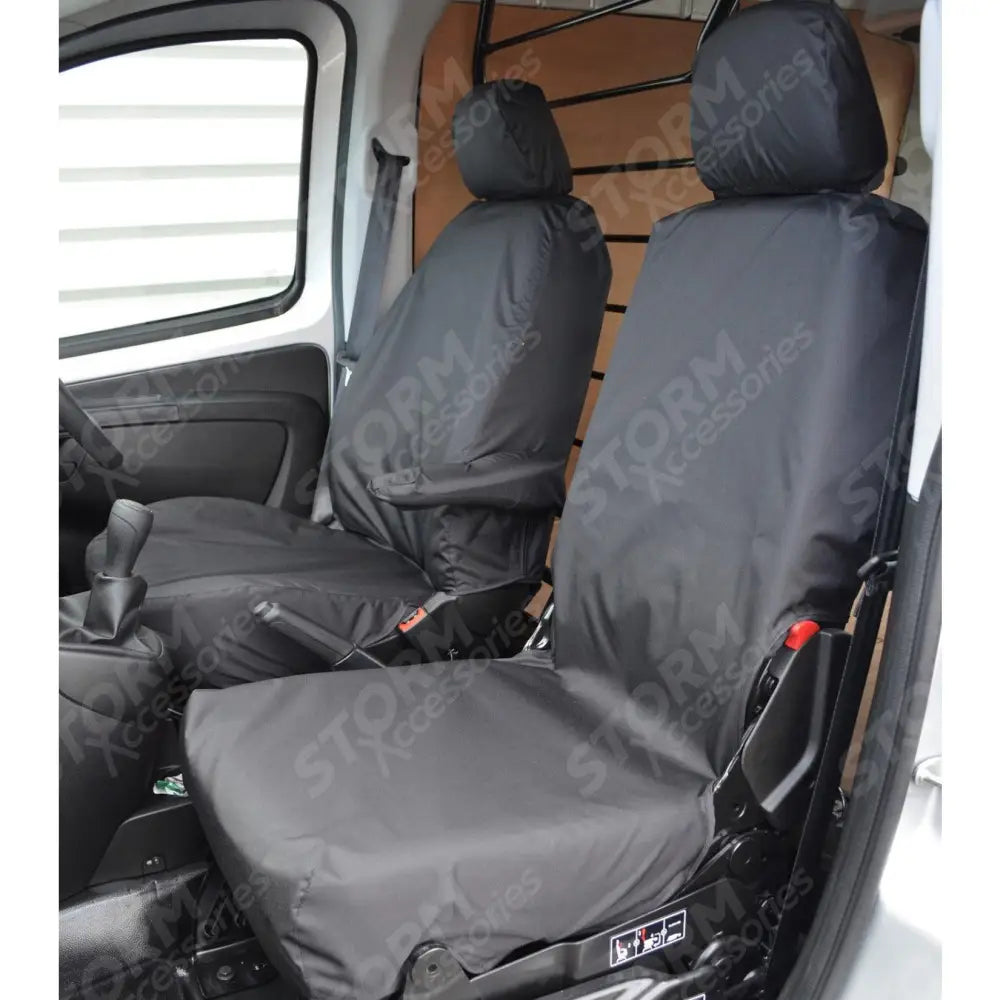 Citroen Nemo Van 2008 On Driver’s Seat And Non-folding Passenger Seat Covers - Pair - Black