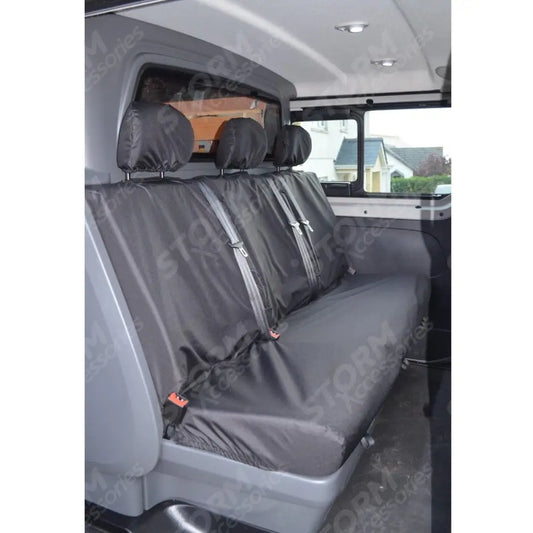 Crew Cab Sportive Rear 3 Passenger Seat Covers Black For Vauxhall Vivaro 2014-2019
