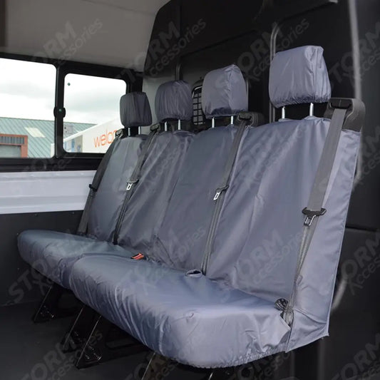 (Dciv) Rear Seat Covers 4 Passengers Pair Grey For Ford Transit 2014 On Double Cab