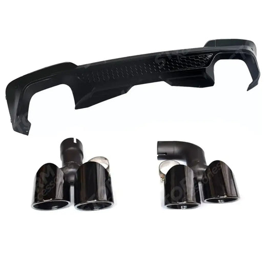 Diffuser In Gloss Black (With Exhaust Tips) For BMW X3 G01 PRE LCI Black Knight Rear