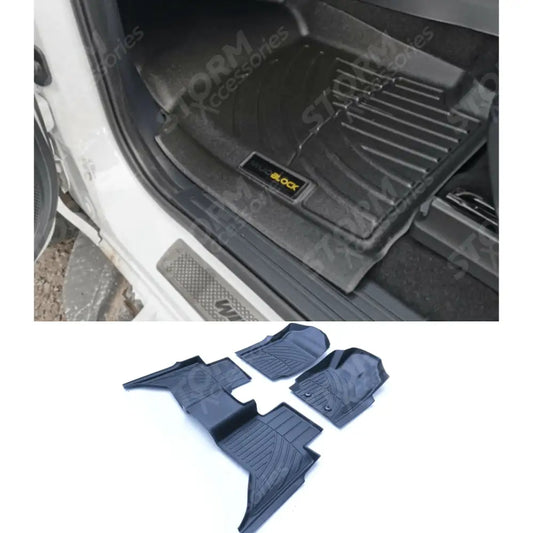 Double Cab 3d Tailored Mats 3 -pcs Set Black Mudblock For Ford Ranger T6 - 2012-2022