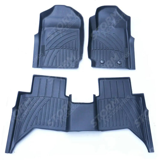 Double Cab 3d Tailored Mats 3 -pcs Set Black Mudblock For Ford Ranger T6 - 2012-2022