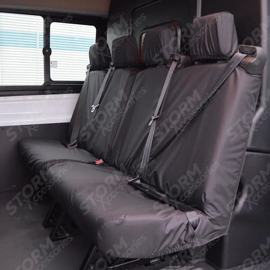 Double Cab (Dciv) Rear Seat Covers 4 Passengers Pair Black For Ford Transit 2014 On