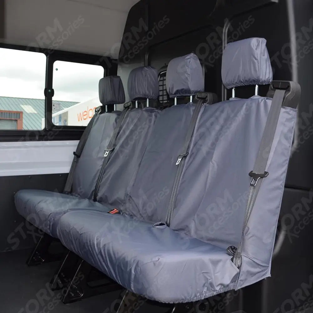 Double Cab (Dciv) Rear Seat Covers 4 Passengers Pair Grey For Ford Transit 2014 On