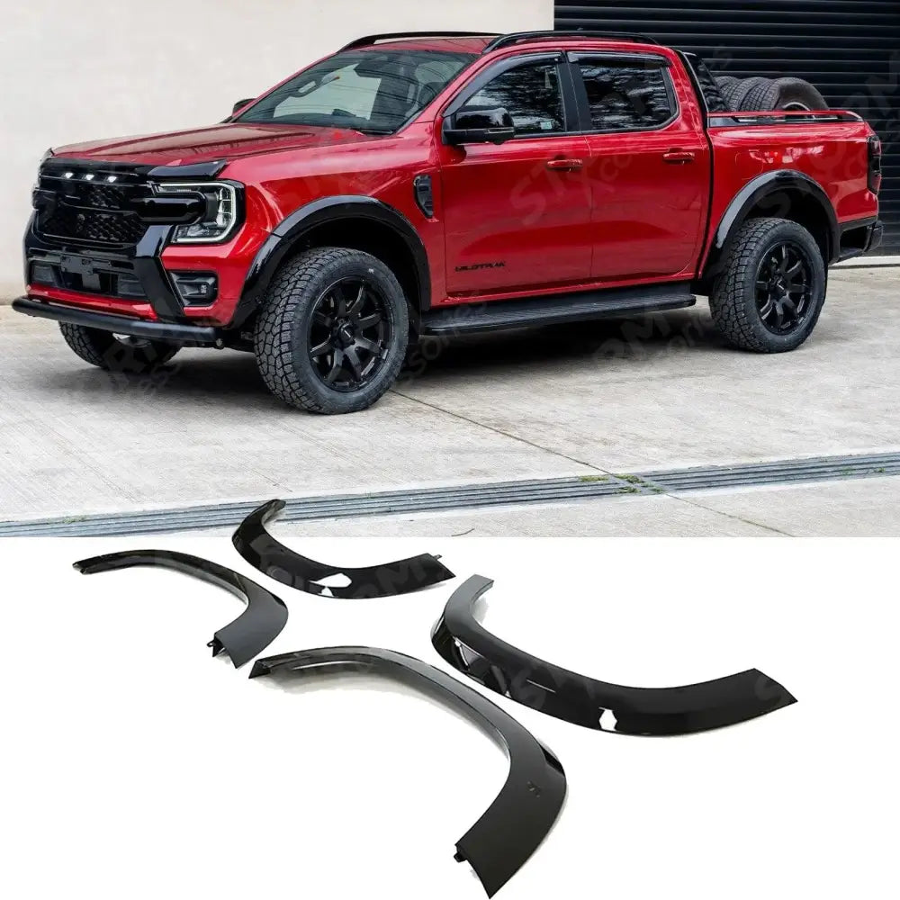 Double Cab EGR Wheel Arch Kit Smooth Gloss Black Finish 6 Pcs For Ford Ranger 2023 On