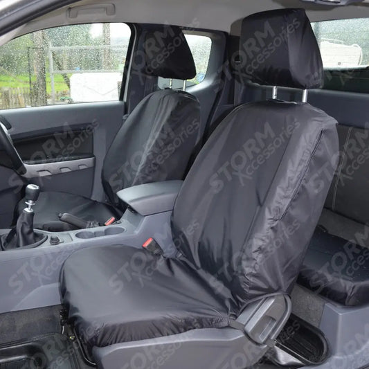 Double Cab Front Seat Covers Pair Black For Ford Ranger 2012-2022