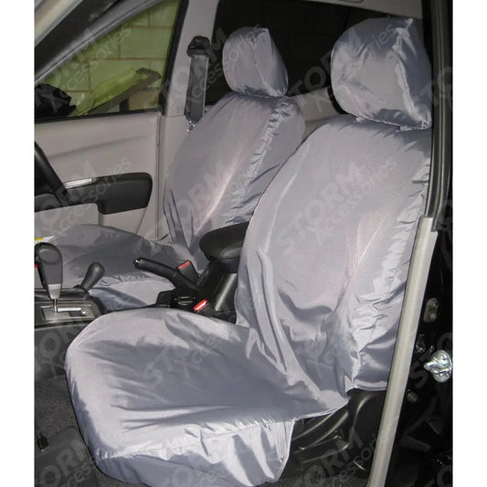 Double Cab Front Seat Covers Pair Grey For Mitsubishi L200 2006-2015