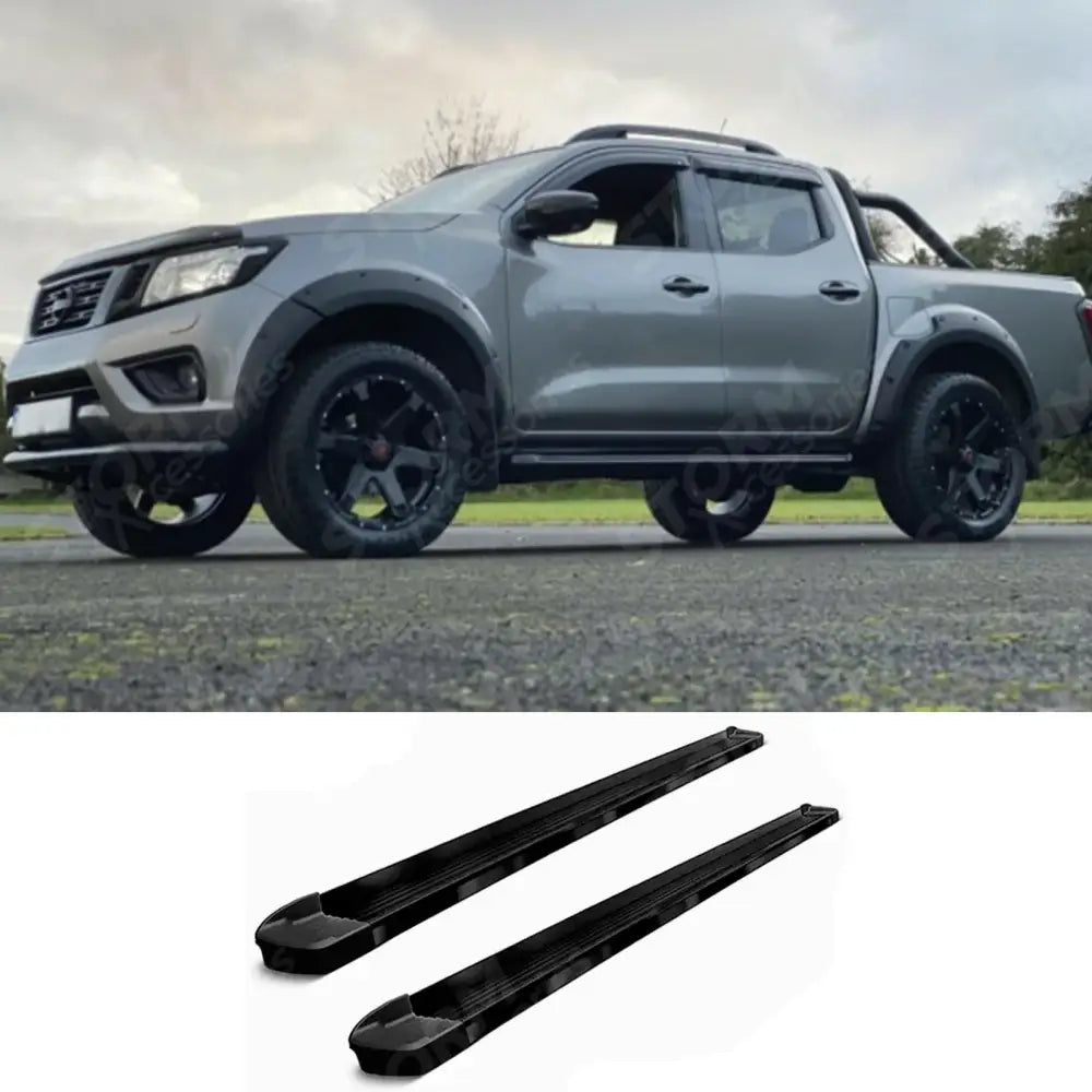 Double Cab Running Boards Side Steps STX Style Pair Black For Nissan Navara Np300 2016 On