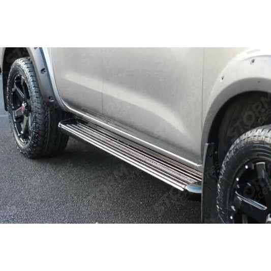Double Cab Running Boards Side Steps STX Style Pair Black For Nissan Navara Np300 2016 On