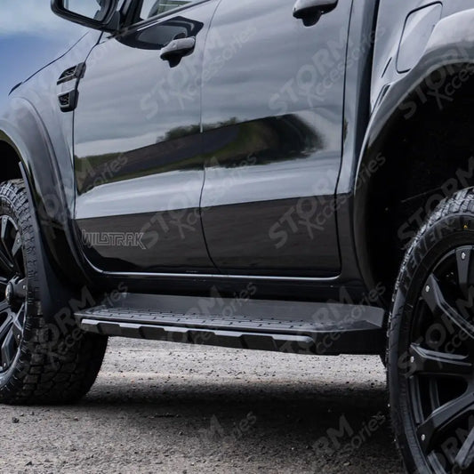 Double Cab STX Style Running Boards In Black For Ford Ranger T6 2012-2022