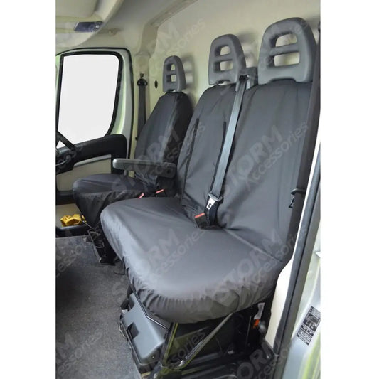 Driver And Double Passenger Front Seat Covers Black For Peugeot Boxer Van 2006-2022