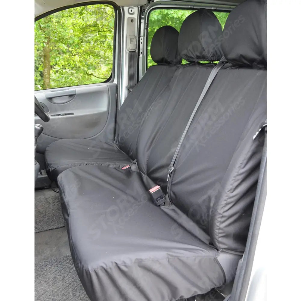 Driver And Double Passenger Seat Covers Black For Fiat Scudo Van 2007-2016