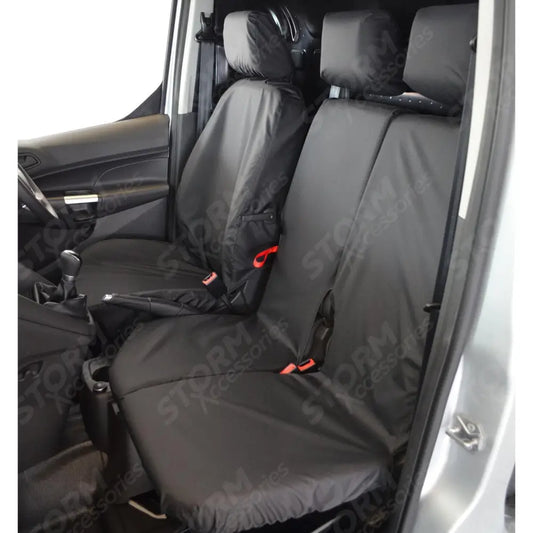 Driver And Double Passenger Seat Covers Black For Ford Transit Connect 2014-2018