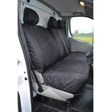 Driver And Double Passenger Seat Covers Black For Renault Trafic - Vauxhall Vivaro - 2006-2014