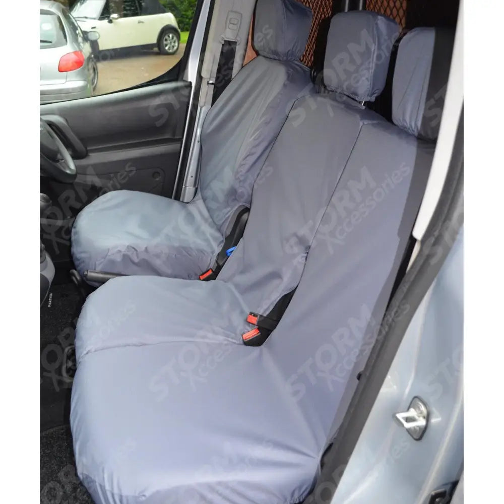 Driver And Double Passenger Seat Covers Grey For Citroen Berlingo Peugeot Partner 2008-2018