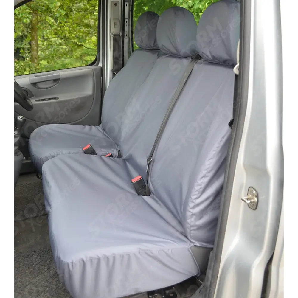 Driver And Double Passenger Seat Covers Grey For Fiat Scudo Van 2007-2016