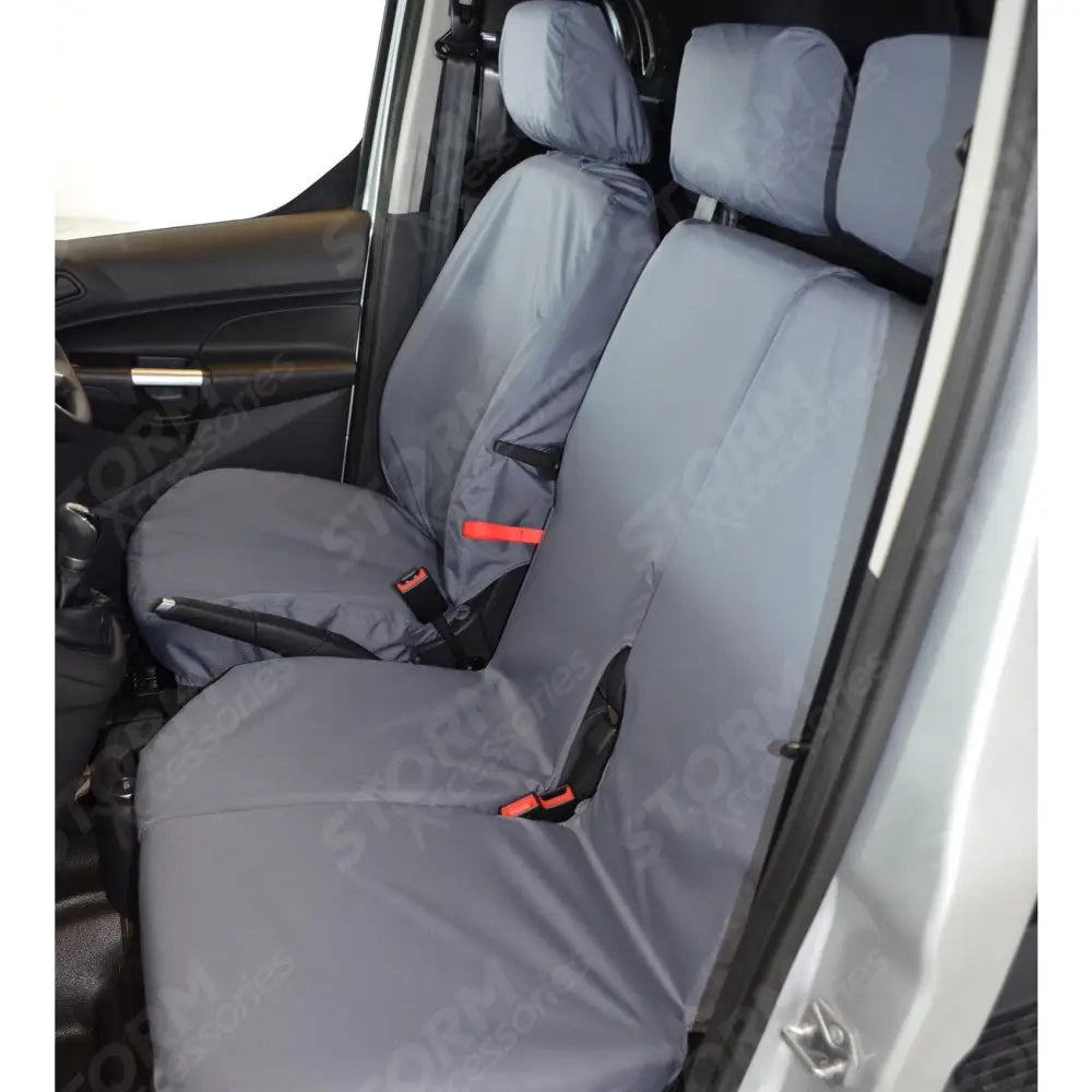 Driver And Double Passenger Seat Covers Grey For Ford Transit Connect 2014-2018