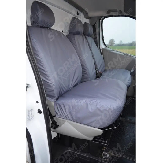 Driver And Double Passenger Seat Covers Grey For Vauxhall Vivaro 2008 - 2013