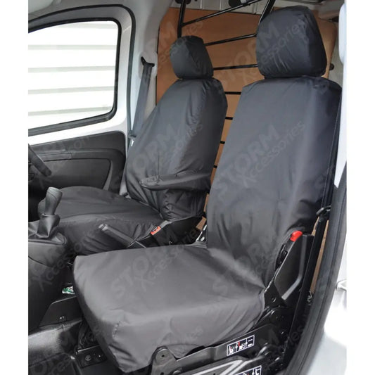 Driver And Folding Passenger Seat Covers Pair Black For Citroen Nemo Van 2008 On