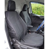 Driver And Folding Passenger Seat Covers Pair Black For Ford Transit Courier Van 2014 - 2023