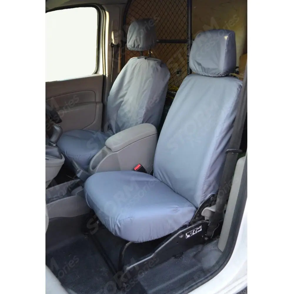 Driver And Folding Passenger Seat Covers Pair Grey For Renault Kangoo 2008 On