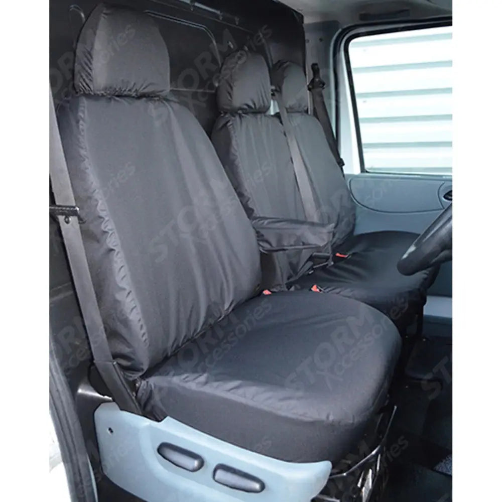 Driver And Front Double Passenger Seat Covers Black For Ford Transit 2000-2013