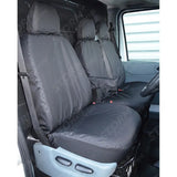 Driver And Front Double Passenger Seat Covers Black For Ford Transit 2000-2013