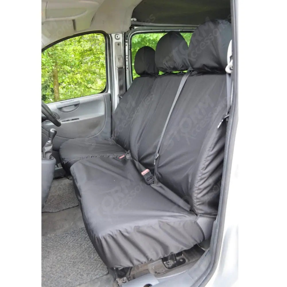 Driver And Front Double Passenger Seat Covers Black For Peugeot Expert Van 2007-2016