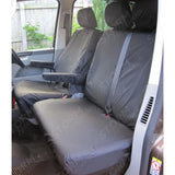 Driver And Front Double Passenger Seat Covers Black For Vw Transporter T5 2003-2009