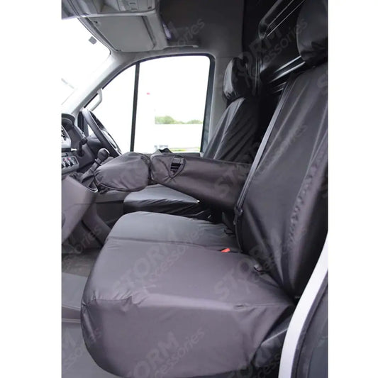 Driver And Front Double Passenger Seat Covers Folding Black For Volkswagen Crafter 2017 On