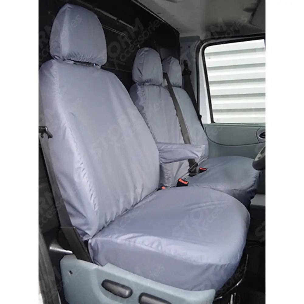 Driver And Front Double Passenger Seat Covers Grey For Ford Transit 2000-2013