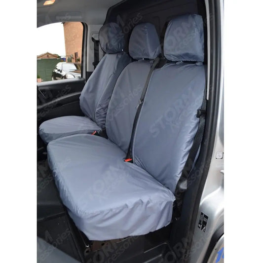 Driver And Front Double Passenger Seat Covers Grey For Mercedes Vito 2015 On