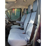 Driver And Front Double Passenger Seat Covers (No Worktray) Grey For Ford Transit Van 2014 On