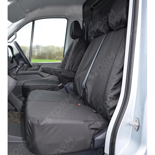 Driver And Front Double Passenger Seat Covers Non Folding Black For Volkswagen Crafter 2017 On
