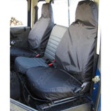 Driver And Single Front Passenger Seat Covers Black For Land Rover Defender 90 / 110 - 1983-2007