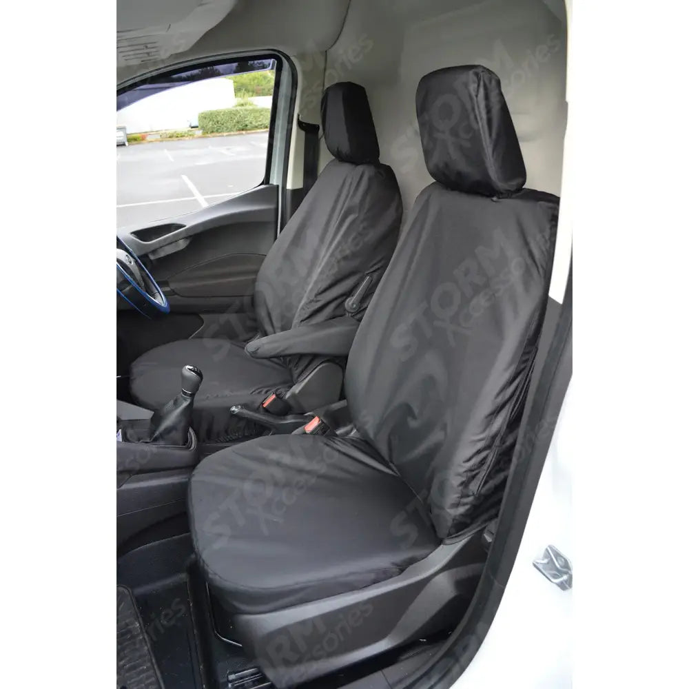 Driver & Non-Folding Passenger Tailored Waterproof Seat Covers In Black For Ford Transit Courier 2023+