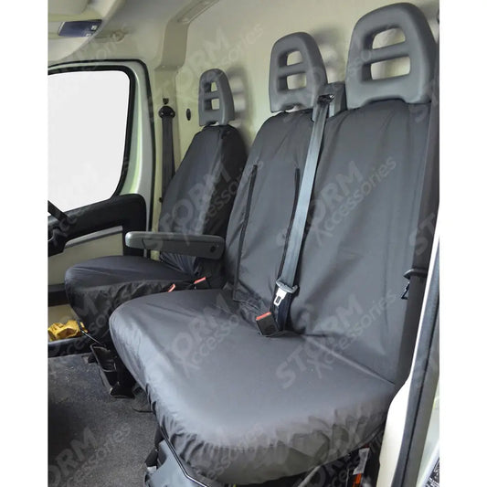 Driver Seat And Double Passenger Seat Covers Black For Fiat Ducato Van 2006 On