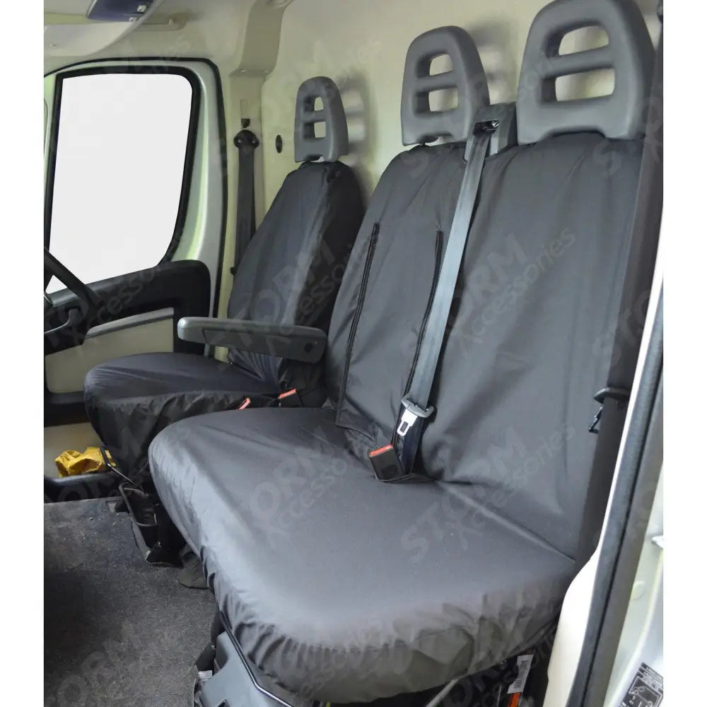Driver Seat And Front Double Passenger Black For Citroen Relay Van 2006-2022